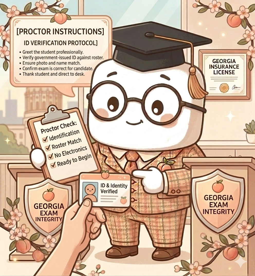 Professor Marshmallow showing Georgia proctor instructions